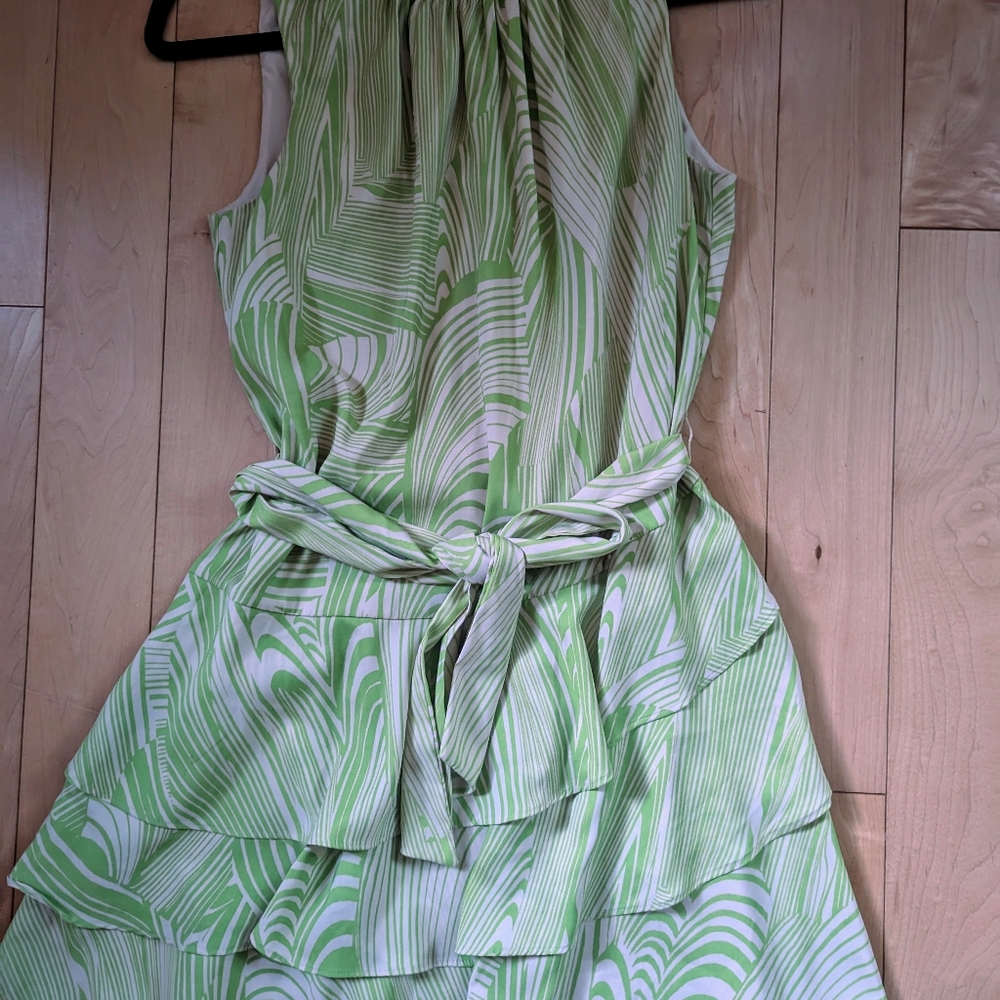 Express Green and White Sundress Sleeveless Mini